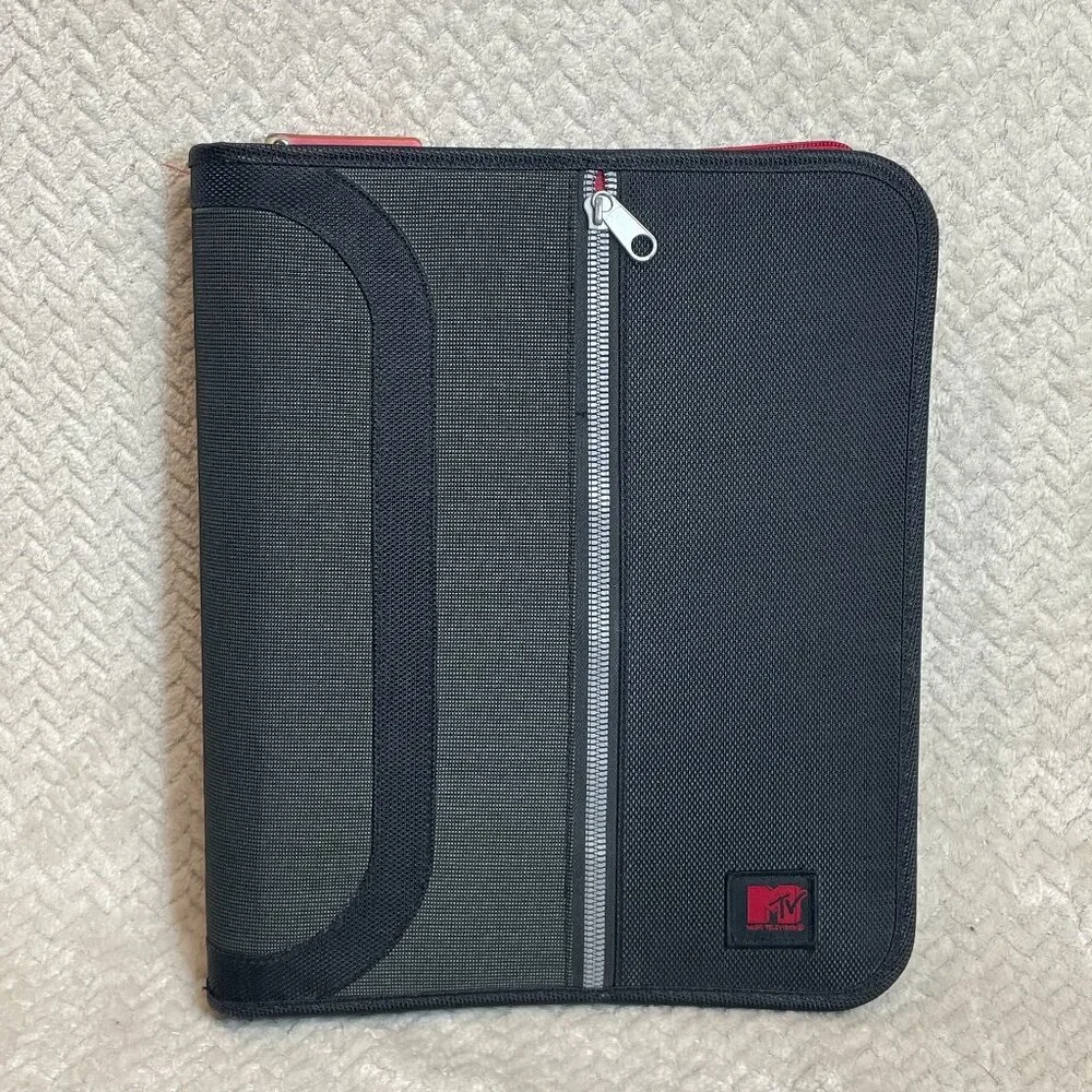 Vintage Y2K MTV‎ 3-Ring Black Red Zip Binder Trapper Keeper Nostalgic Novelty